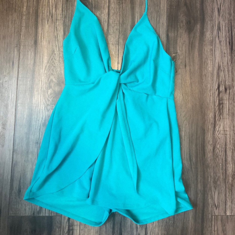 New Fashion Nova- Blue/Turquoise Halter Top Romper-Womens Size XL
